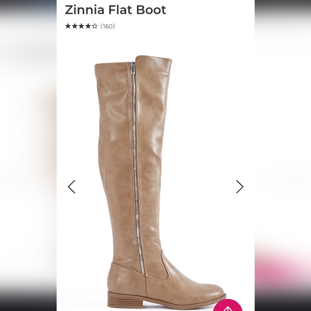 Shoe Dazzle Zinnia Flat Tan Over the Knee Boots